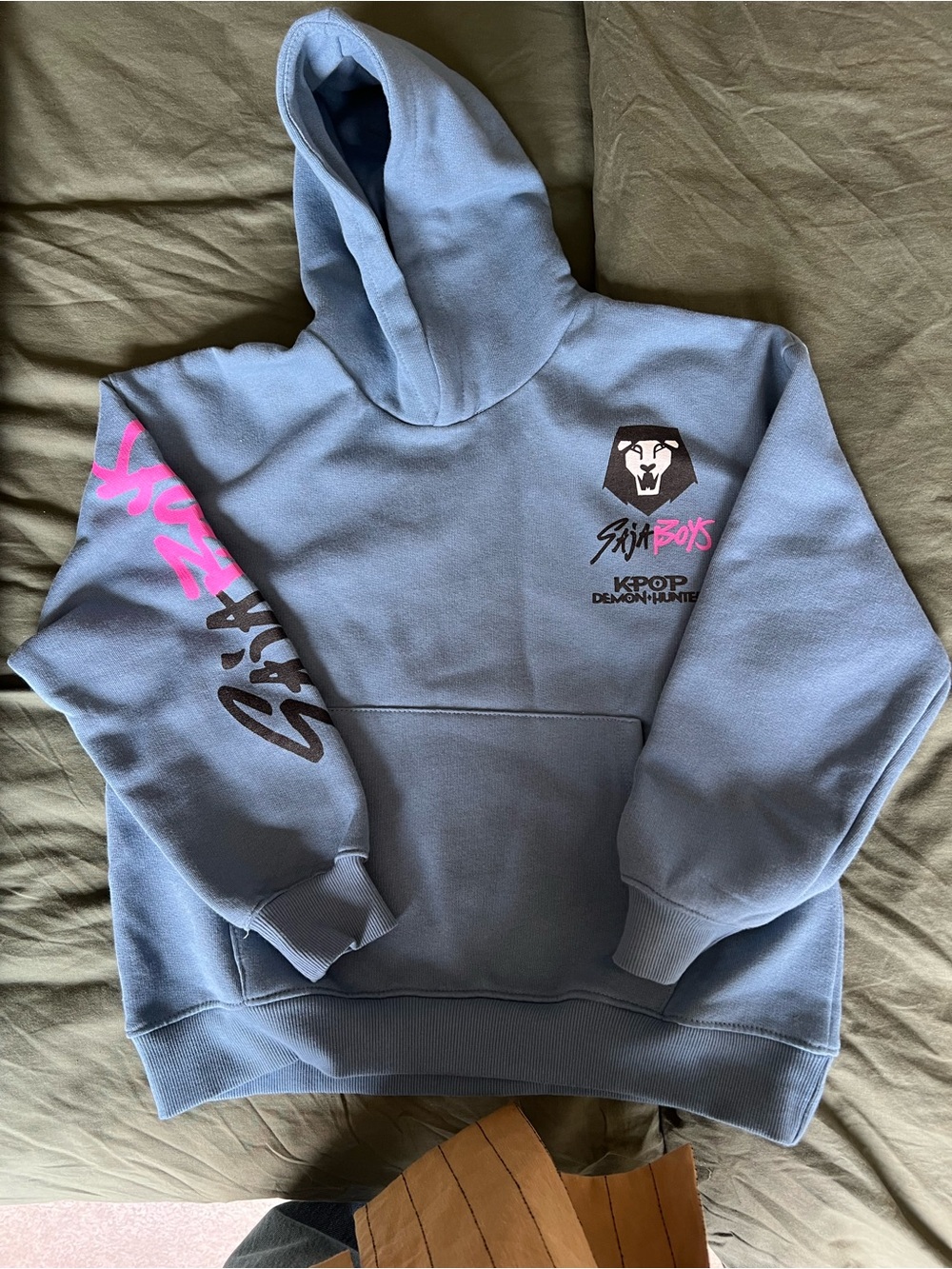 ZARA KIDS Sky Blue 'SAJA BOYS' Graphic Hoodie - KPOP DEMON HUNTERS SZ 9-10
